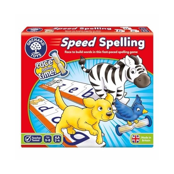 Orchard Toys Speed Spelling Game, Educational Spelling Game for Kids Ages 5-8, Helps with Phonics and Spelling.