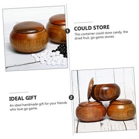 Cabilock Bocaux 1 PC Bois De Jujube Go Pot Bocaux De Stockage avec Couvercles Échiquier en Bois Échecs Bois Récipient Cosméti