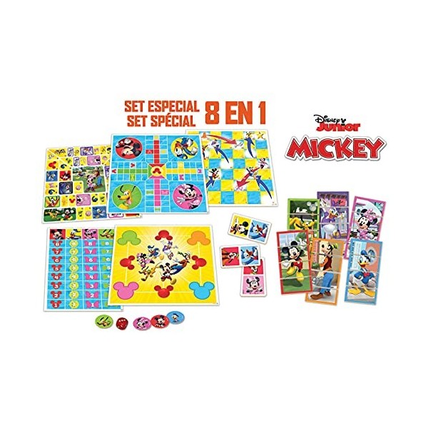 Educa - Jeux de Société Mickey & Friends Set 8 en 1 | Lot 8 Jeux de Table pour Enfants de Mickey et Ses Amis | Jeux de Platea