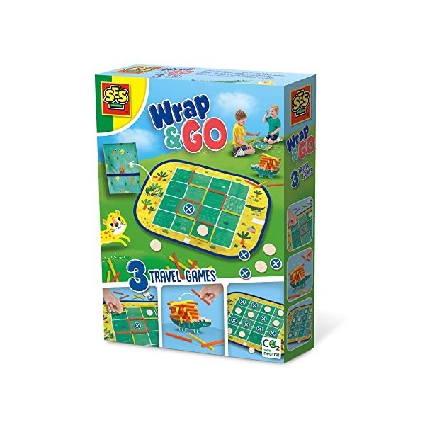 SES Creative- Wrap&Go Jeux de Voyage-Puissance Quatre-Pipopipette-Le Petit Crocodile, 02235