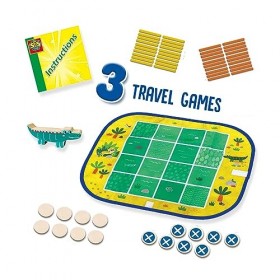 SES Creative- Wrap&Go Jeux de Voyage-Puissance Quatre-Pipopipette-Le Petit Crocodile, 02235