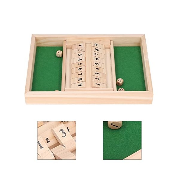 Pasamer Numéros de Jeu de société Double Face 4 dés 9 Chiffres stratégie de comptage de Planche en Bois pour Les Voyages