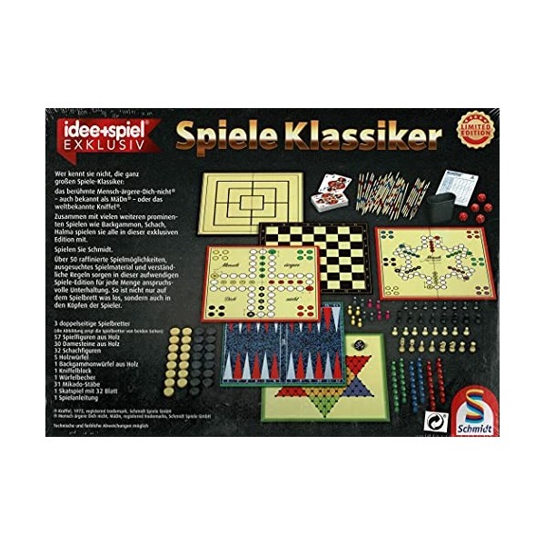 Steinchenwelt Collection de jeux Schmidt Spiele - Édition limitée Kniffel, Mensch ärgere Dich Nicht, Mikado, Skat 