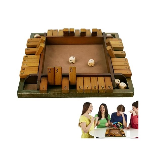 PRUVA Jeu de dés en boîte - Jeu de société en Bois,Jeu de stratégie pour Adultes, Famille, Salle de Classe, Maison, fête ou p