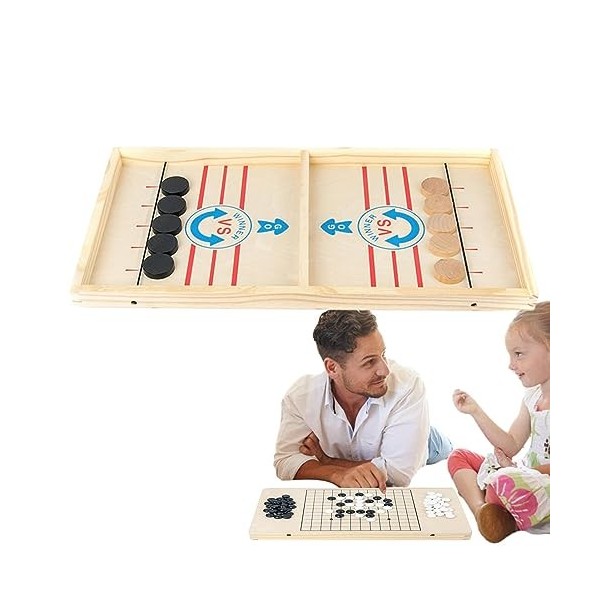 Jeu de rondelle de Fronde, Jeu interactif de Hockey sur Fronde en Bois au Rythme Rapide, Jeu de société Portable pour la Coor