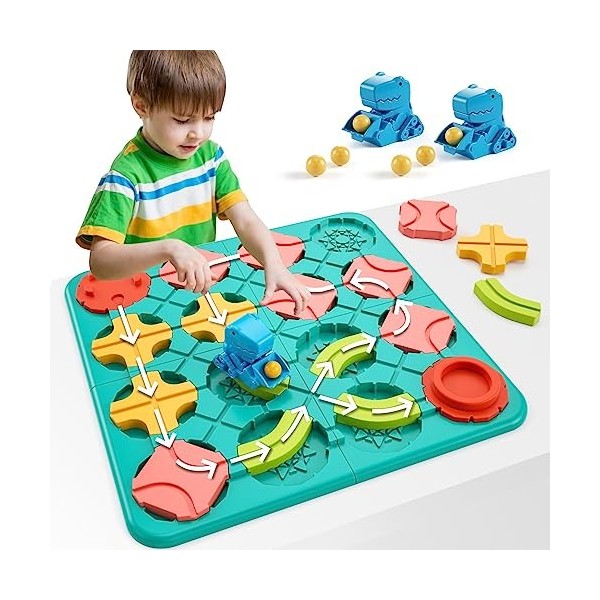 burgkidz Logical Road Builder Labyrinthe Jeu de Société pour Enfants, Jeux de Plateau Logique Puzzle Construction de Routes a