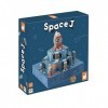 Janod - Space J - Jeu de Société Enfant - Thème Espace - Jeu de Plateau 3D Bois et Carton - 2 à 4 Joueurs - Certifié FSC - Dè