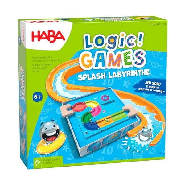 HABA - Logic! Games - Splash Labyrinthe - Jeux de société - Jeux de logique - 60 Casse-têtes - 6 Ans et Plus - 306824