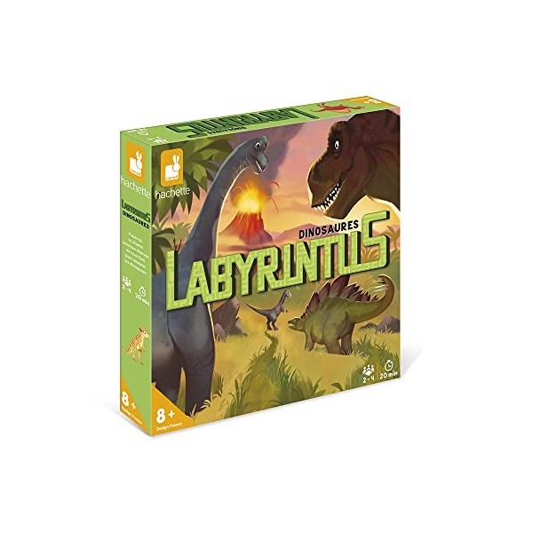 Janod - Labyrintus Dinosaures - Jeu de Société Enfant - Jeu de Plateau et de Stratégie - Langue Française - Dès 8 Ans - J0246