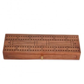 Ajuny Jeu de plateau de cribbage traditionnel en bois, jeu de table classique avec 6 pinces métalliques et 2 jeux de cartes a