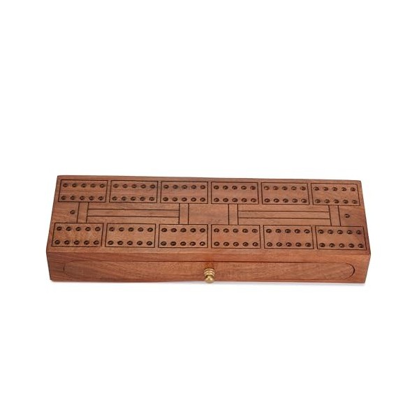 Ajuny Jeu de plateau de cribbage traditionnel en bois, jeu de table classique avec 6 pinces métalliques et 2 jeux de cartes a