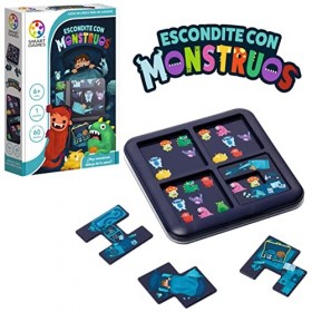 SmartGames - Cacher avec Monstres, Jeux De Société Enfants 6 Ans Ou Plus, Jeux Éducatifs Jeux Dingénierie, Puzzle, Puzzle En