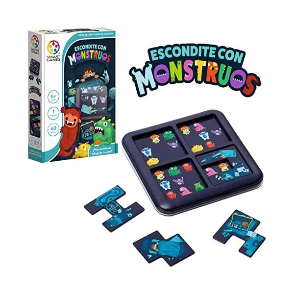 SmartGames - Cacher avec Monstres, Jeux De Société Enfants 6 Ans Ou Plus, Jeux Éducatifs Jeux Dingénierie, Puzzle, Puzzle En