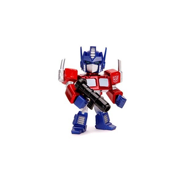 Jada Toys Transformers Optimus Prime 253111003 Figurine de Die-cast Yeux Lumineux Piles incluses Rouge/Argent/Bleu 10 cm