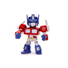 Jada Toys Transformers Optimus Prime 253111003 Figurine de Die-cast Yeux Lumineux Piles incluses Rouge/Argent/Bleu 10 cm