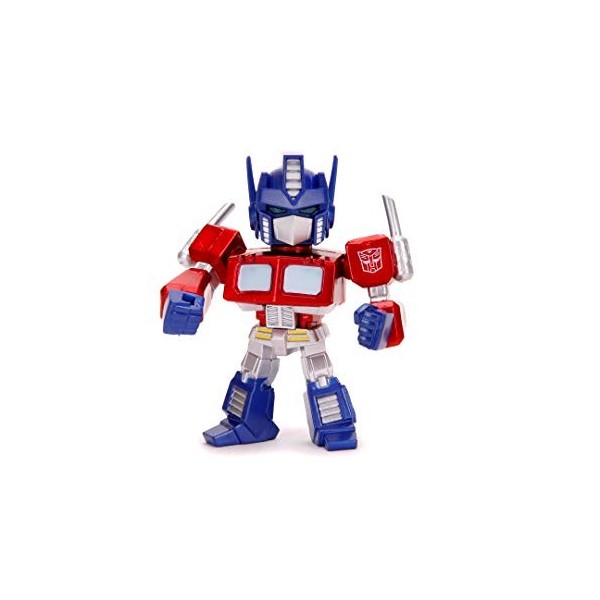 Jada Toys Transformers Optimus Prime 253111003 Figurine de Die-cast Yeux Lumineux Piles incluses Rouge/Argent/Bleu 10 cm