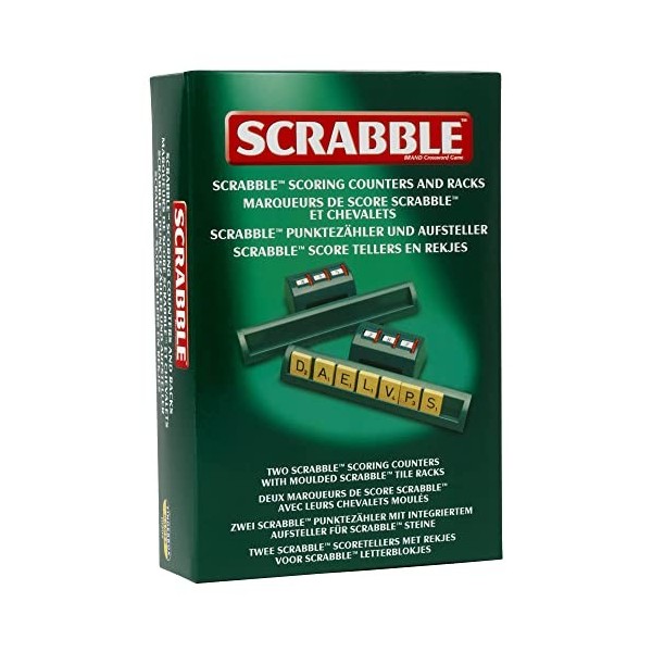 Ideal Scrabble : Lot de 2 compteurs de points classiques et supports de carreaux moulés | Jeux classiques | Jeux de mots | Po