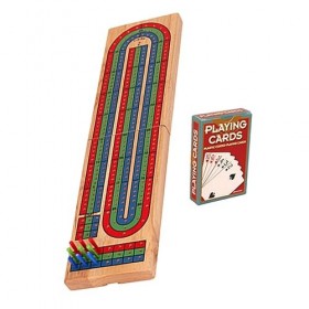 Toyvian 1 Jeu Plateau De Jeu en Bois Plateau De Cribbage avec Cartes Plateau De Cribbage avec Carte à Jouer Jeux De Bar Jeu D