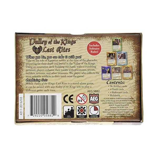 Alderac Entertainment ald05882 – Jeu de Cartes Valley Last Rites of The Kings :