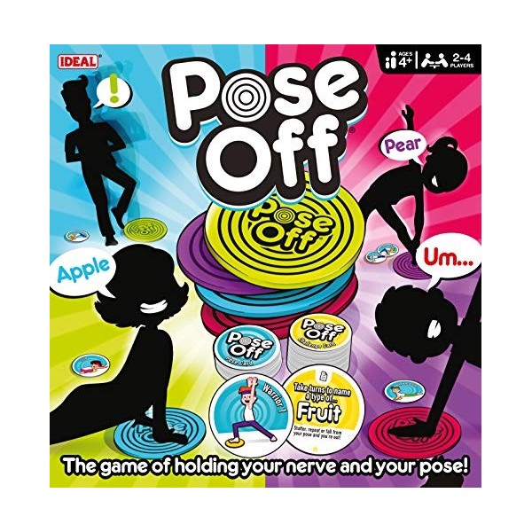 IDEAL , Pose Off: The Game of Holding Your Nerve and Your Pose!, Family Games, for 2-4 Players, Ages 4+