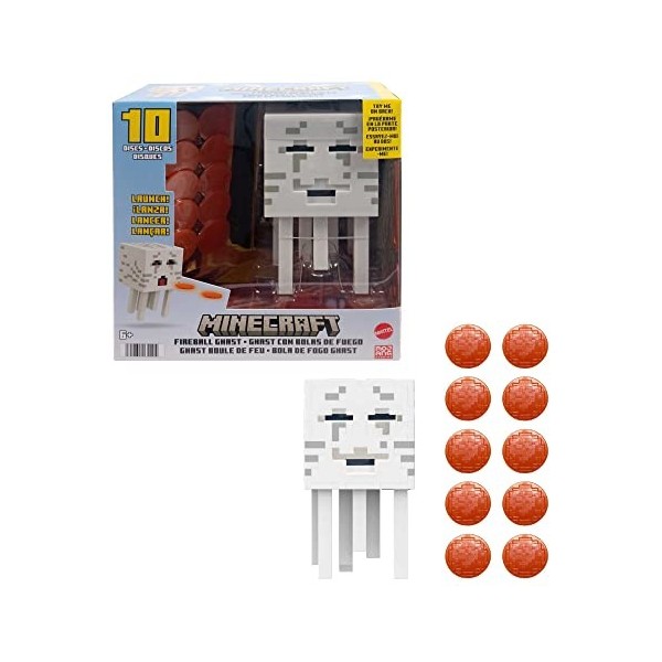 Minecraft Coffret Figurine Ghast et Boules de Feu, personnage pixelisé inspiré du jeu vidéo, jouet enfant d’action et davent