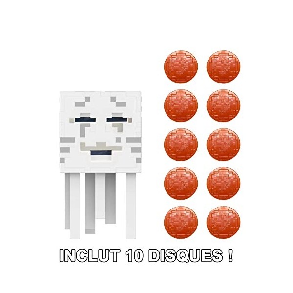 Minecraft Coffret Figurine Ghast et Boules de Feu, personnage pixelisé inspiré du jeu vidéo, jouet enfant d’action et davent