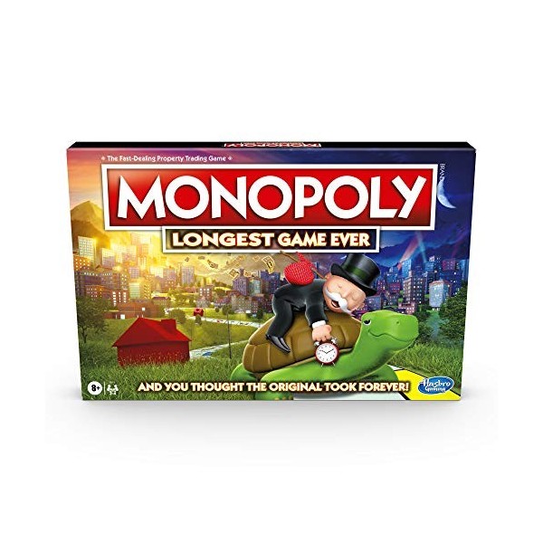 Monopoly Le Plus Long Jeu jamais jamais, Jeu de Monopoly Classique avec Jeu prolongé, Jeu de société Monopoly à partir de 8 A