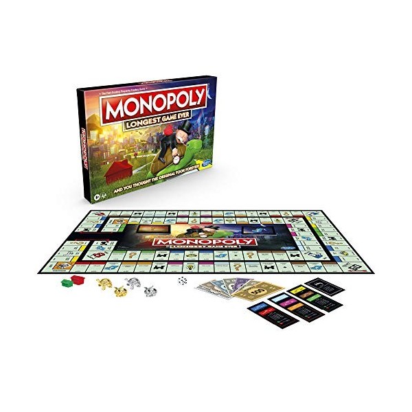 Monopoly Le Plus Long Jeu jamais jamais, Jeu de Monopoly Classique avec Jeu prolongé, Jeu de société Monopoly à partir de 8 A