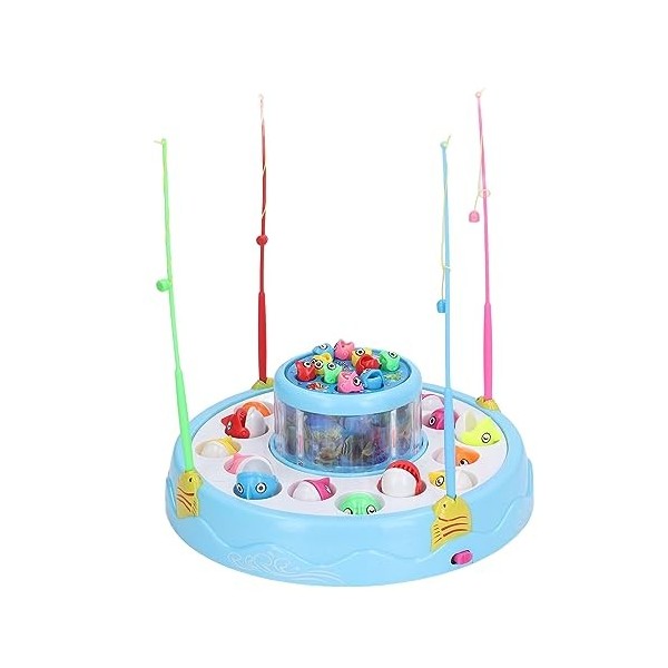 Airshi Jouet de Pêche Magnétique Ensemble de Jouets de Pêche 4 Cannes à Pêche Musicales Rotatives 2 Couches pour la Maison V