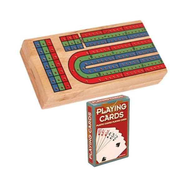 TOYANDONA 1 Jeu De Société De Cribbage en Bois avec Cartes À Jouer Jeu De Table Classique en Bois Massif Plateau De Fête Cart