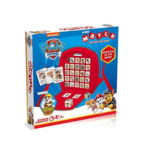 Top Trumps Paw Patrol Match The Crazy Cube Game, jouez avec Les Personnages Paw Patrol de Nickelodeon de Skye, Marshall, Chas