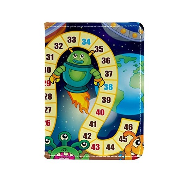 Plateau de jeu amusant Monster Rocket Alien Planet Porte-passeport, housse de passeport, portefeuille pour passeport, essenti