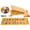 TOWO Mancala Jeu de société avec Galets de Pierre - Kalaha Jeu de société avec Plateau Pliable en Bois-Jeux de société pour l