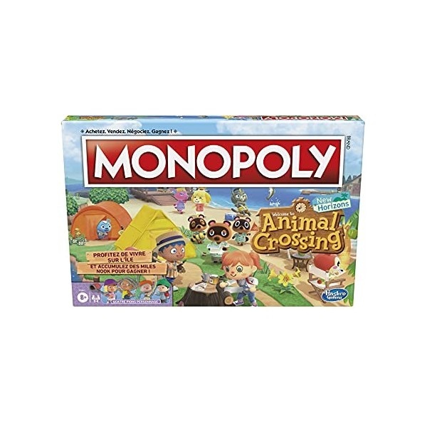 Hasbro Gaming Monopoly édition Animal Crossing New Horizons, Plateau de Jeu pour Enfants, à partir de 8 Ans, Jeu Amusant pour