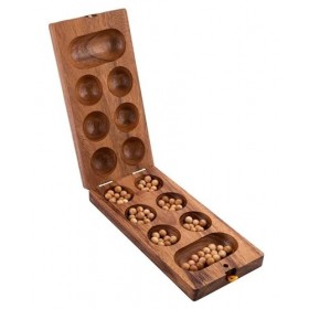 Engelhart- 350320 - Awalé en Bois – Jeu Africain – Jeu de société – Jeu en Bois – 2 Joueurs – Jeu écologique – 13,2 x 24,4 x 