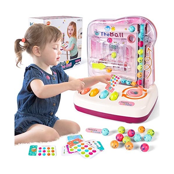 VATOS Roll Ball Game Toys Machine de Jeu- Jeu de Correspondance à Billes, Cadeaux pour Filles de 3-4-5-6-7-8 Ans, Jouets éduc