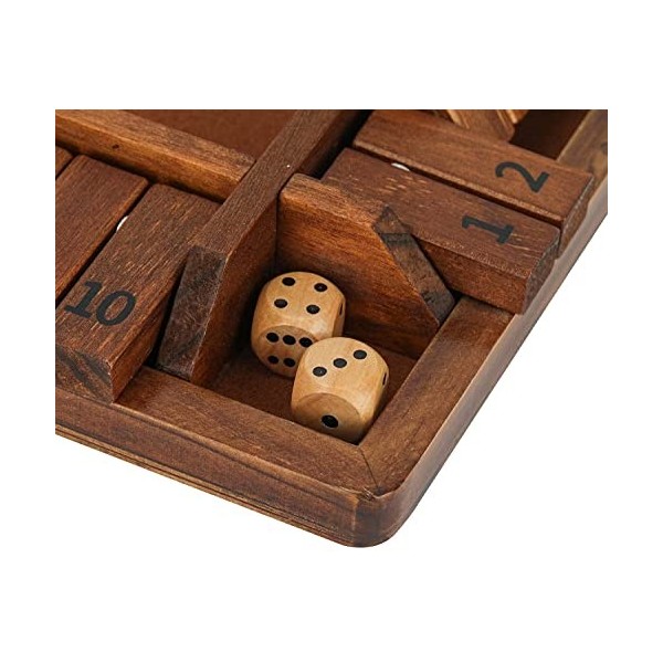 TUAHOO Shut The Box 4 Joueurs - 10 Numbers Jeu de dés boîte fermée for Enfants et Adultes Strategie Jeu Echecs Bois Jeu de Pl