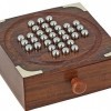 Ajuny Jeu de société dintérieur Solitaire Classique en Bois Fait à la Main avec des Billes dacier Meilleurs Cadeaux pour la