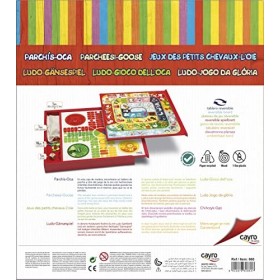 Cayro - Parcheesi and Goose - Jeu de société Classique - Plaisir Garanti - Plateau - Résistant et Durable - Comprend dés et j
