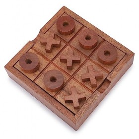 Ajuny Tic Tac Toe Board Game indien fait à la main - Idée cadeau pour enfants et adultes - Dimensions : 15 x 15 x 4 cm