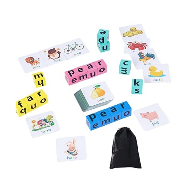 LINGJIONG 5 Pcs Jeux dorthographe | société Spell Words pour dâge préscolaire - mémoire préscolaire avec Lettre Assortie po