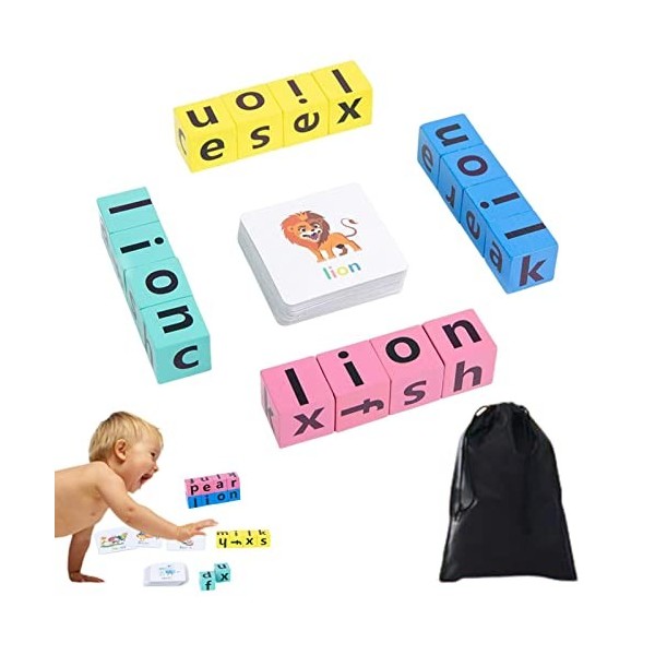 LINGJIONG 5 Pcs Jeux dorthographe | société Spell Words pour dâge préscolaire - mémoire préscolaire avec Lettre Assortie po