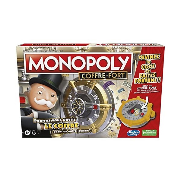 Hasbro Gaming Monopoly Coffre-Fort, Jeu de Plateau pour la Famille et Les Enfants, 2 à 6 Joueurs, dès 8 Ans, inclut Un Coffre