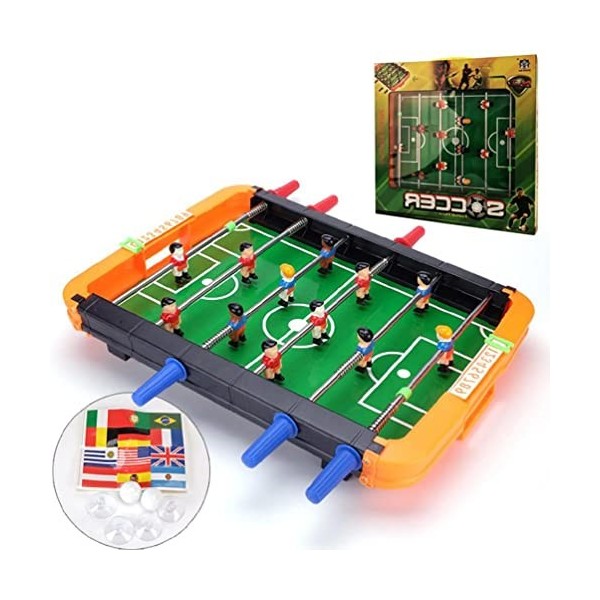 LIUASMUE Enfants Sport Table Portative en Plein Air Jeu Baby-Foot Table Football Mini Jouets Football Table Kit Jeu Match Pla