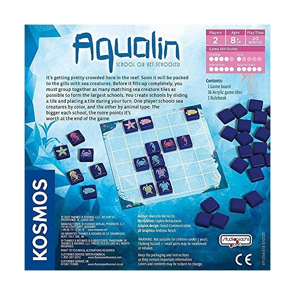 Thames & Kosmos , 691554, Aqualin, 2 Player, Strategy Game, Ages 10+