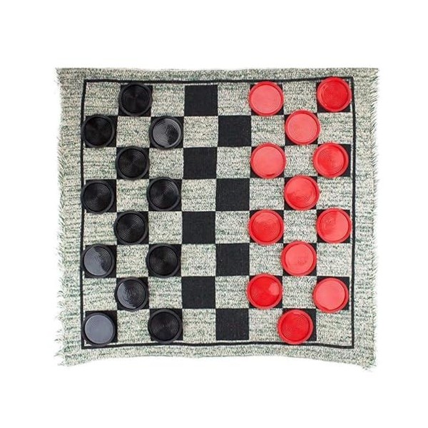 Jeu de dames vintage pour intérieur et extérieur avec tapis réversible pour enfants et adultes, jeu de dames vintage avec tap