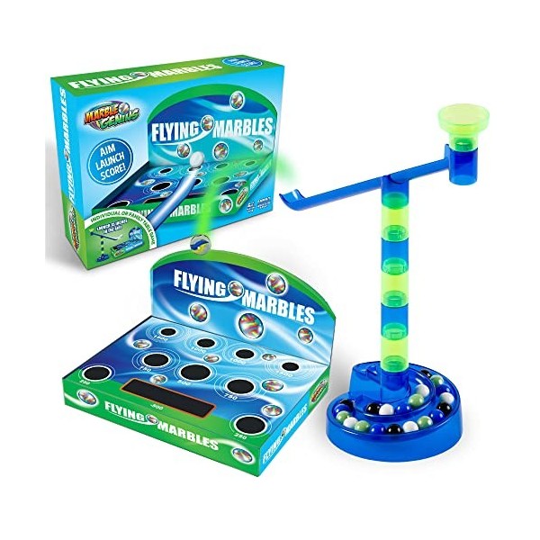 Marble Genius Jeu daction Flying Marbles : Le Jeu de Table Familial primé - AIM ! Lancer! But!