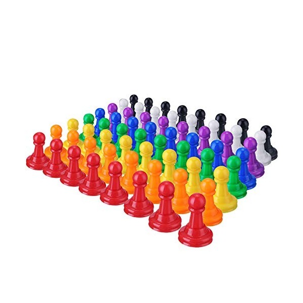 Zonon 64 Pièces Pièces de Jeux de Société Pièces dÉchecs en Plastique Multicolores, 1 Pouce Pièces de Table en Vrac pour Com