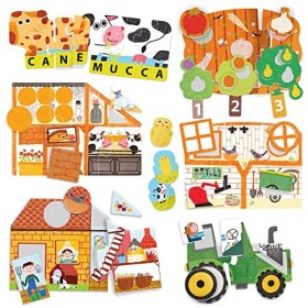 Headu- Jeu de la Ferme avec 6 intelligences éducatif, IT29549, Multicolore