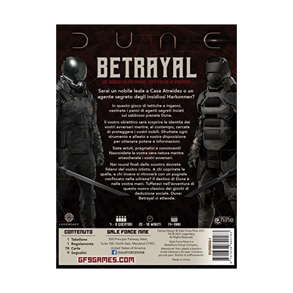 Asmodee - Dune: Betrayal - Jeu de Table de Stratégie et Bluff, 2-4 Joueurs, 14+ Années, Edition en Italien
